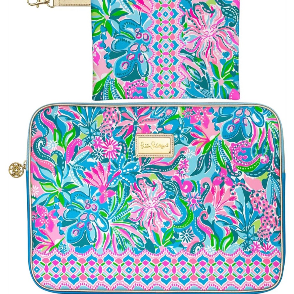 Lilly Pulitzer Colorful Floral laptop sleeve and Charging Cord Bag
